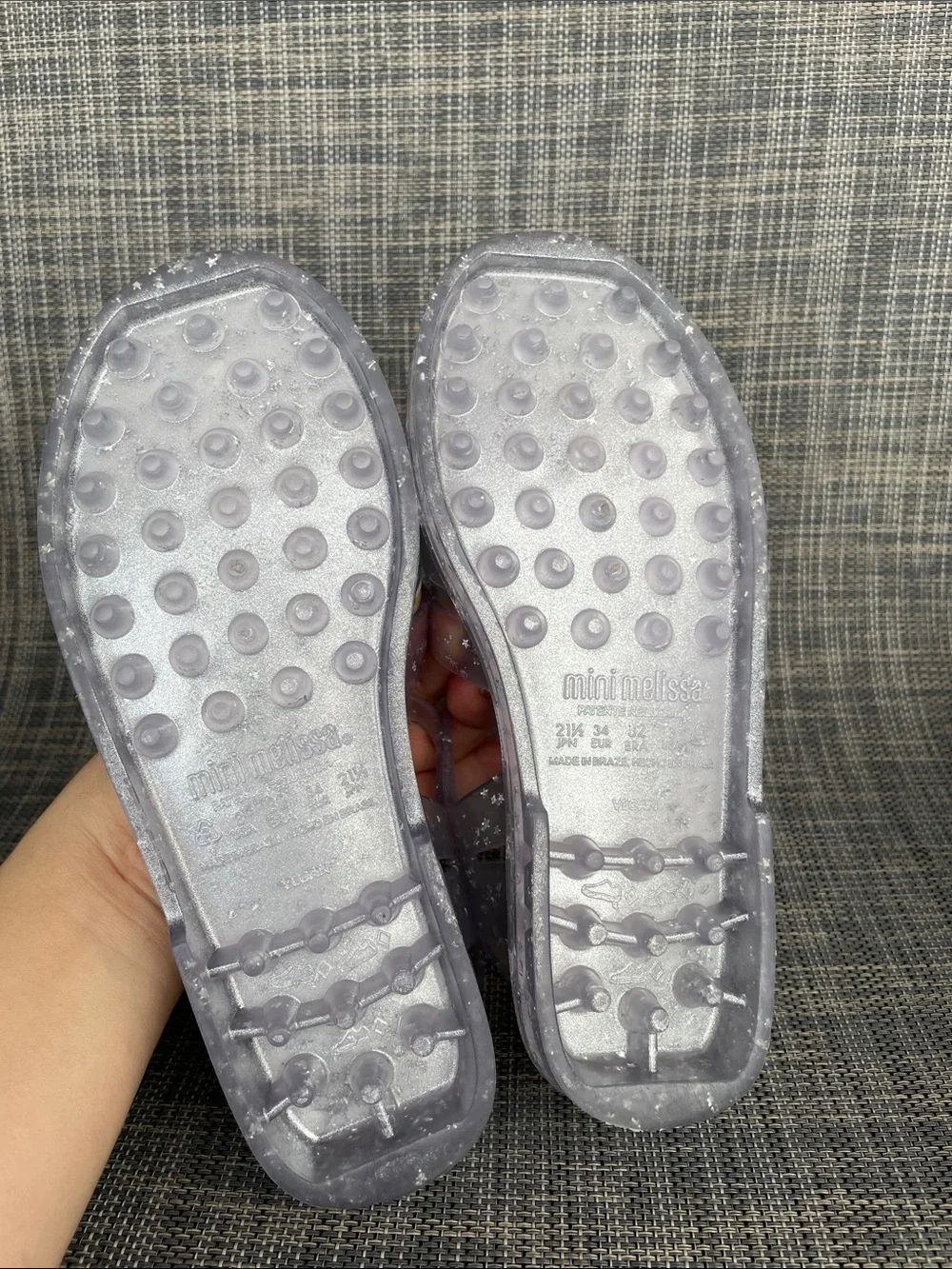 Mini Melissa Possession Glitter Clear Silver Fisherman Jelly Sandals Girls 3 Y